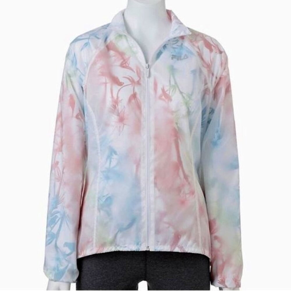 FILA Sport Zip-Up Performance Windbreaker Jacket, Orchid White Tropical, Sz XS